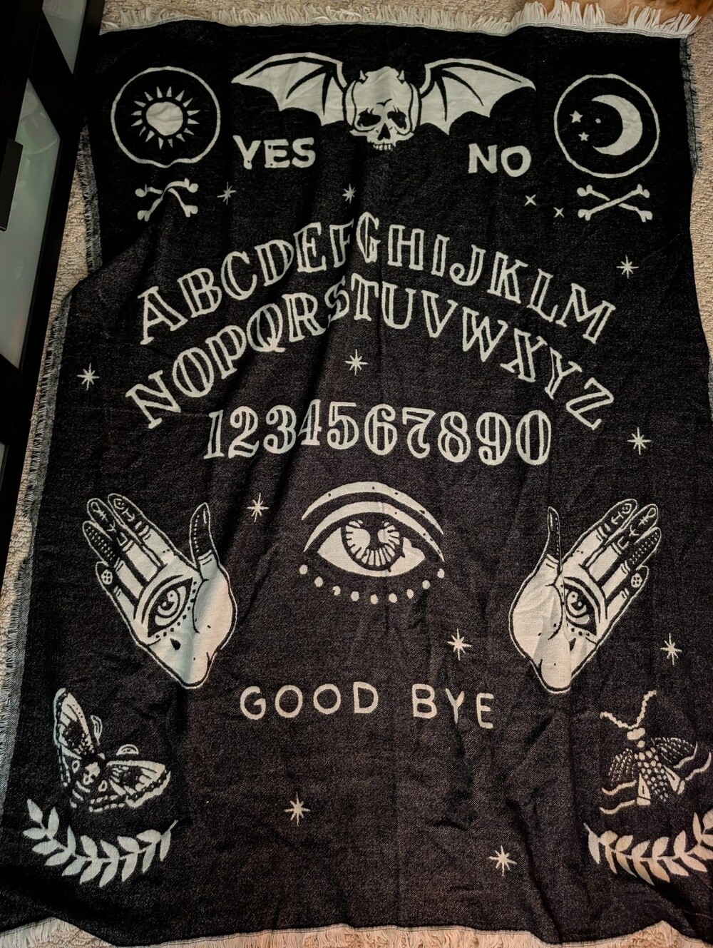 Gothic Halloween Ouija Board Spirit Throw Blanket Spooky Night Double Sided